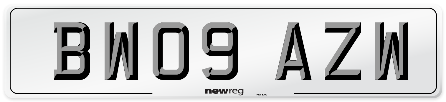 BW09 AZW Number Plate from New Reg